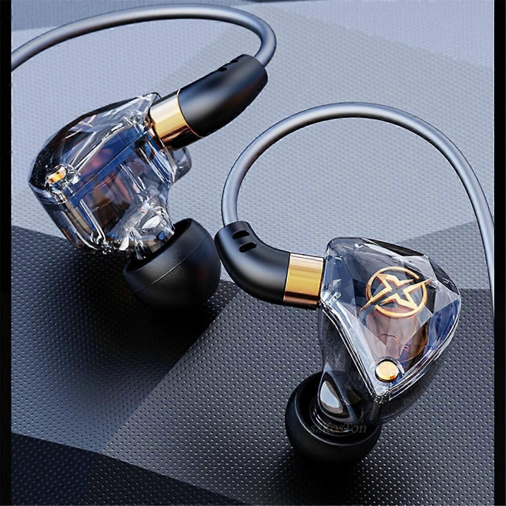 Hifi Wired Headphones With Microphone For Sports(Black) Black 9319739675344
