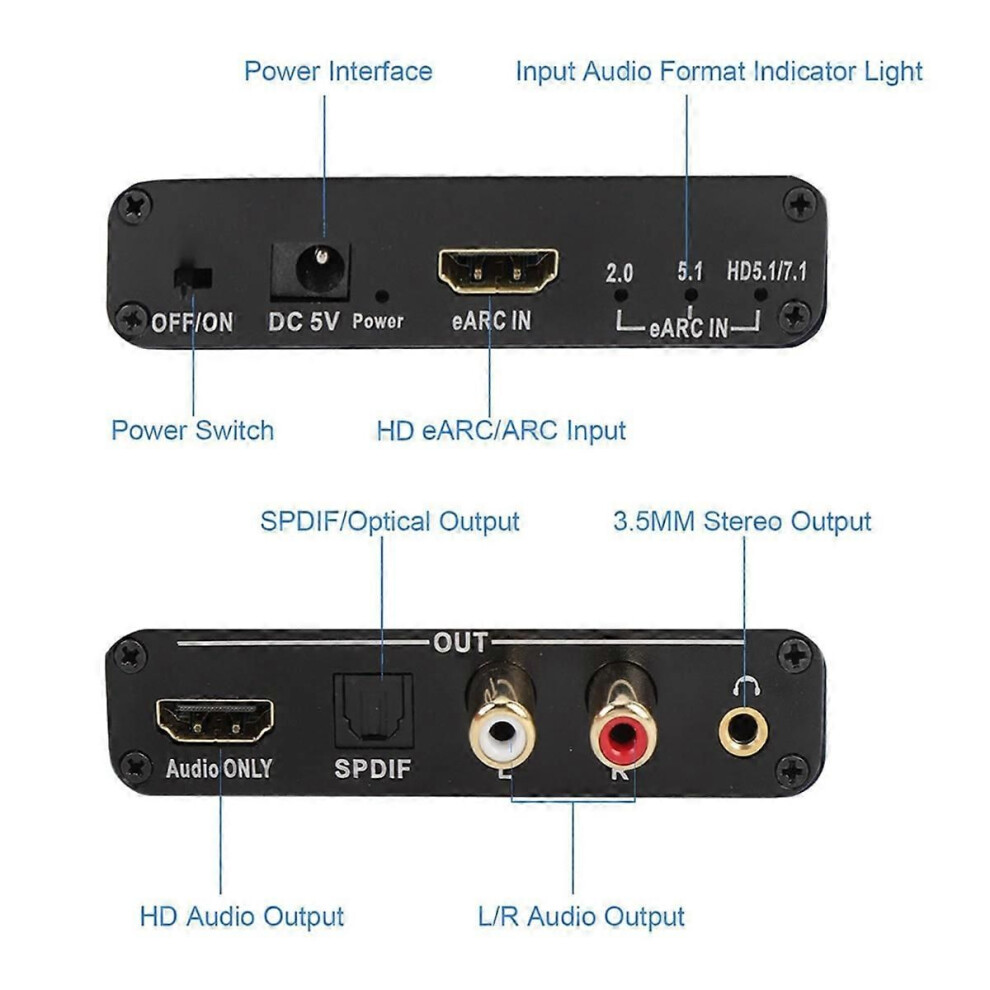 Earc Arc Audio Converter, Earc Sound Extractor Aux Sound Extractor Adapter Compatible Tv To Soundbar Speake 9319739674866