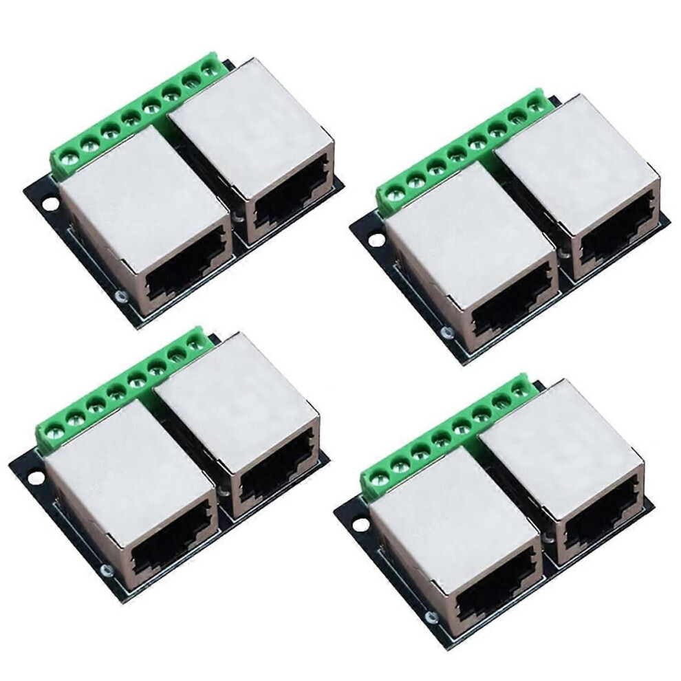 4Pcs Rj45 Ethernet Dual Female Terminal Breakout Board,3.5Mm Pitch Connector Board Shielded Network 9319739661460