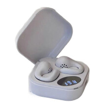 Ear Clip Bluetooth Earbuds HiFi Sound Open Ear Wireless Earphones with Power Display for Sports Running White