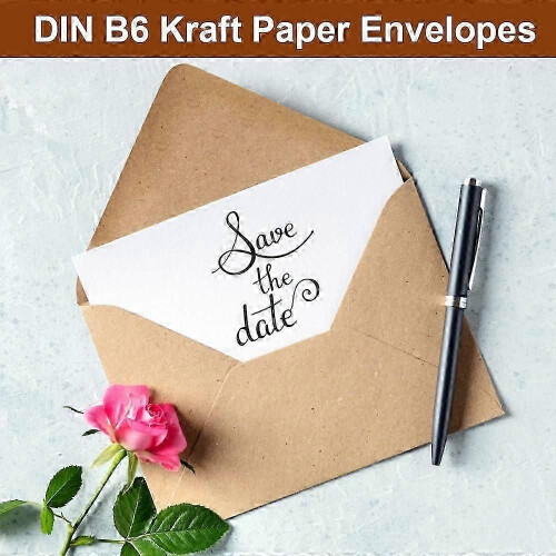 50 Pack Brown Envelopes DIN B6, 130 g/m² Kraft Paper Envelopes for Mailing 1