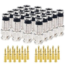 20 Pcs BNC Compression Connector 75 Ohm Coupler with Copper Pin for RG58-59 Crimper Video Plug Exte