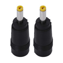 2 x żółta końcówka wtyczki męskiej 4,0 x 1,7 mm i żeńskiej 5,5 x 2,1 mm, złącze zasilania DC, czarne