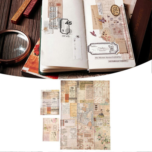 10 Sheets Vintage Paper Decorative Multipurpose Antique Paper Set for Diaries Cards Scrapbook Patchwork Pattern 1