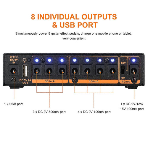 JOYO JP-05 Σταθμός τροφοδοσίας κιθάρας με 8 απομονωμένες εξ 2
