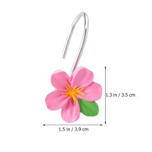 12 cârlige pentru perdele din rășină florală, roz