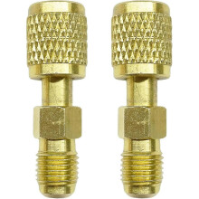 2pcs R32 R454B Refrigerant Brass Adapter, 1/4Inch Female to 1/4Inch Male Reverse Thread, Quick Conne
