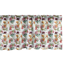 Blommig fönsterkappa i rosa orangegrönt 102x46 cm