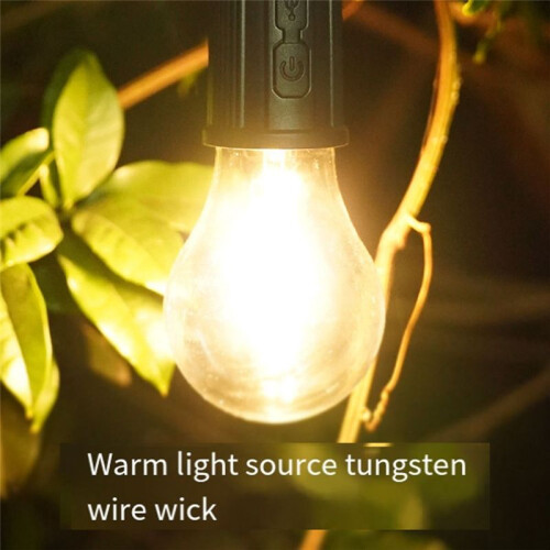 Outdoor LED String Light with Hook 400MAh Type-C USB Bulb 3 Modes Waterproof Camping Lantern Hanging Tent Light-T03 2