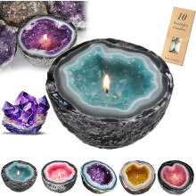 Crystal Geode Candle with Amethyst & Rose Quartz