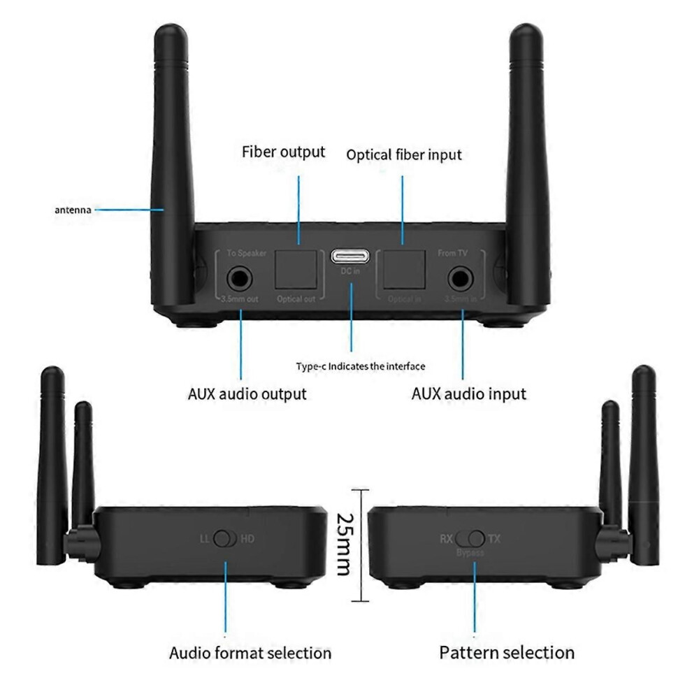 Bluetooth 5.2 Receiver And Mitter 2-In-1 For Wireless Audio Adapter Lossless Sound Quality 9319739665451