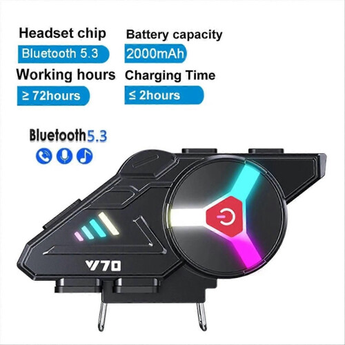 Ακουστικά Bluetooth για κράνος μοτοσικλέτας Y70 με πολύχρωμα φώτα RGB 1