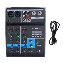 4 Channel USB BT o Mixer Console with 48V Phantom Power for Stage Performance
