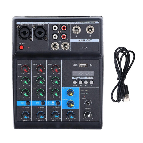 Κονσόλα μίξης USB BT ή 4 καναλιών με Phantom Power 48V για σκηνική εμφάνιση