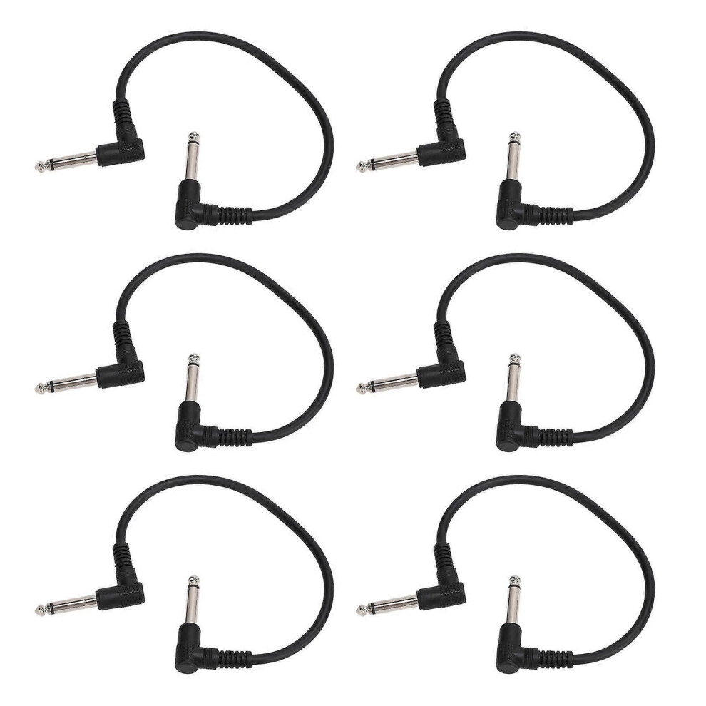 6Pcs Electric Guitar Effect Cable 1/4In Right Angled Guitar Pedal Cord Patch Cable 30Cm Black 9319739660852