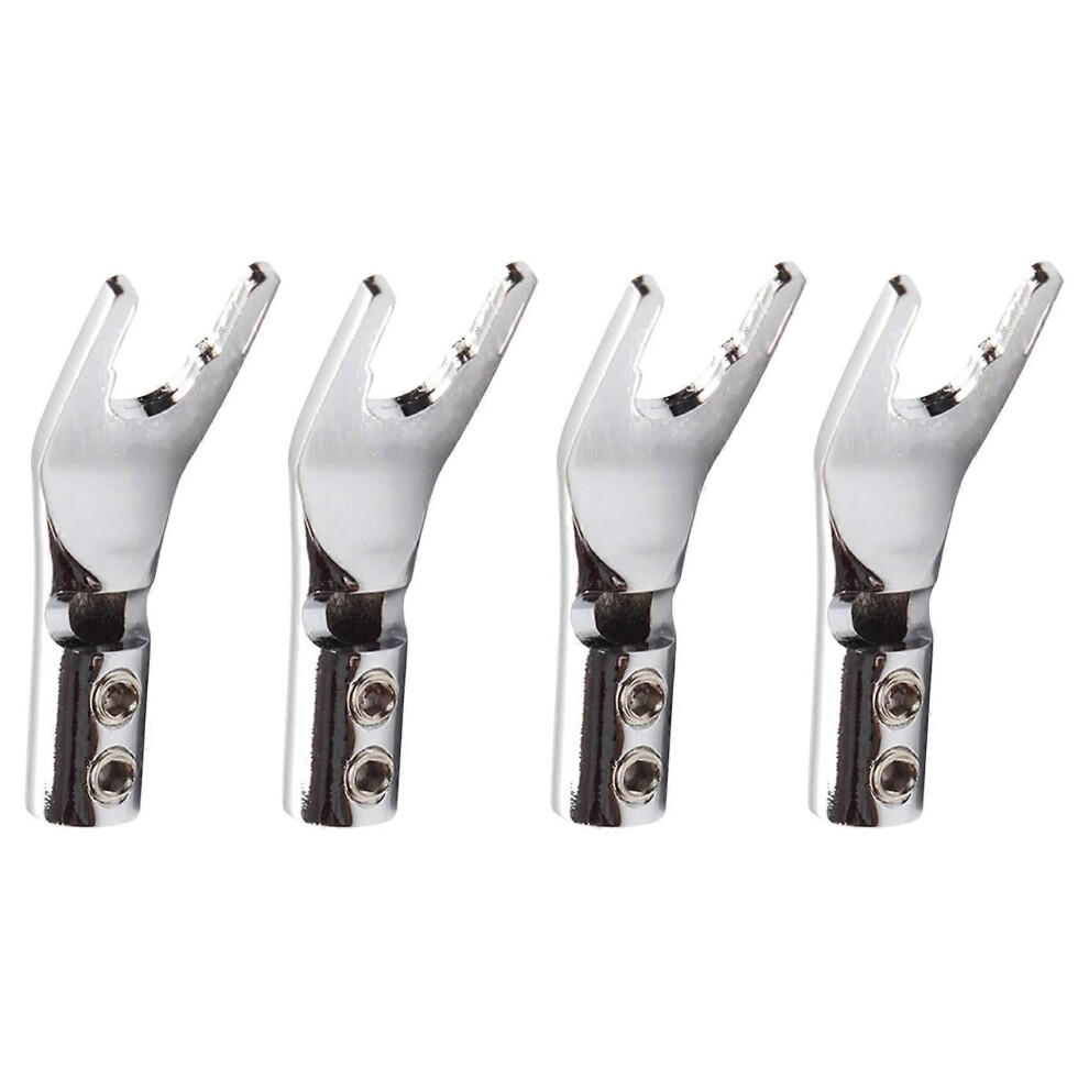 4 Pcs Audio Jack Y Banana Plug Solder Wire Connector U/Y Rhodium Plated Copper Screw Fork Hifi Speaker Spade Connector 9319739665079
