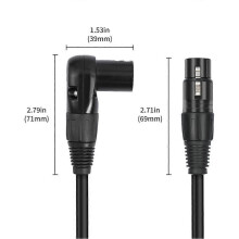Confezione da 2 cavi XLR ad angolo retto, da maschio a femmina dritta, 30 cm, cavo per microfono a 90