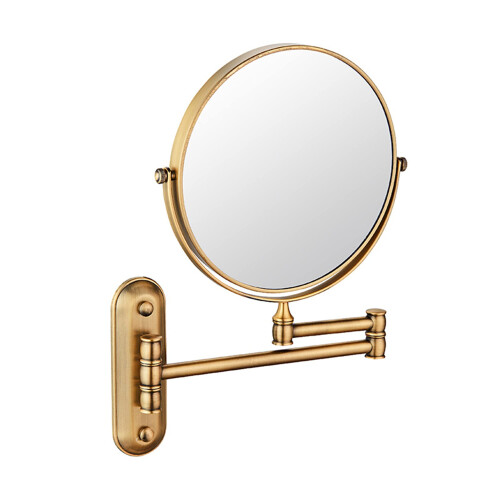 10X Magnifying Wall Mounted Makeup Mirror with Dual‑Sided Foldable Extendable Arm, Antique Copper Finish