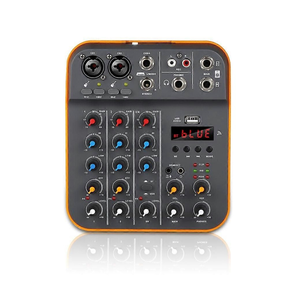 4 Channel Audio Mixer Dj Console Mixer With Reverb Bluetooth 5.0 48V Power Compatible For Pc Recording Karaoke Singing Us Plug 9319739666953