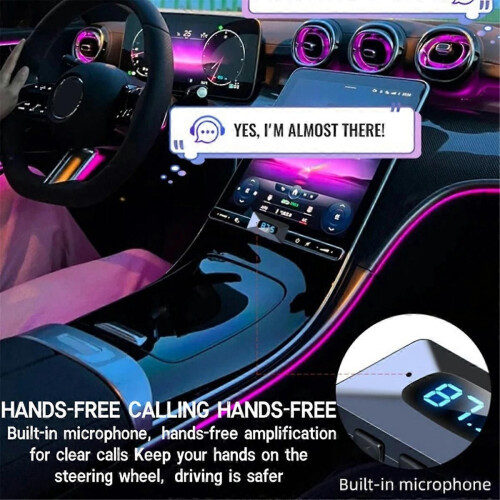 Bluetooth αυτοκινήτου 5.4 T65 Μίνι πομπός USB με οθόνη LED και κιτ κλήσης handsfree αυτοκινήτου 1