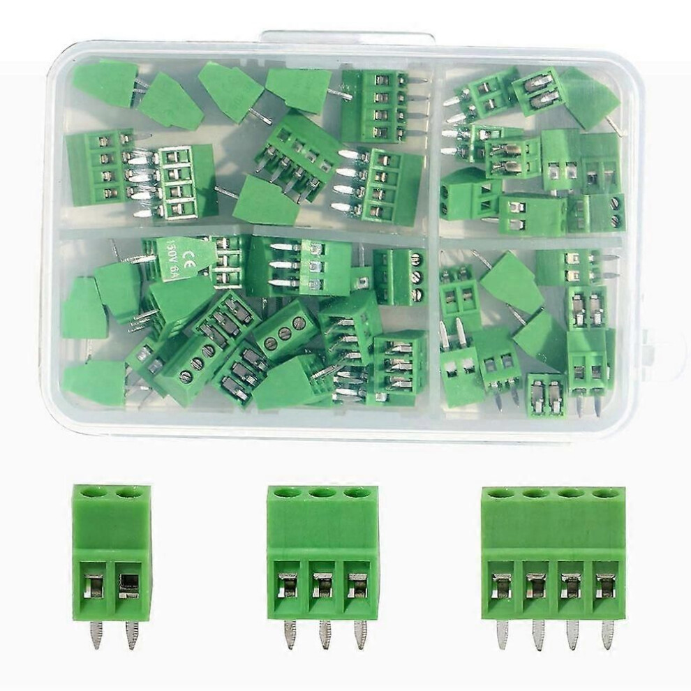 50Pcs 2.54Mm 0.1 Inch Pitch Pcb Mount Screw Terminal Block Connector, 2P 3P 4P Terminals 150V 6A 9319739664447
