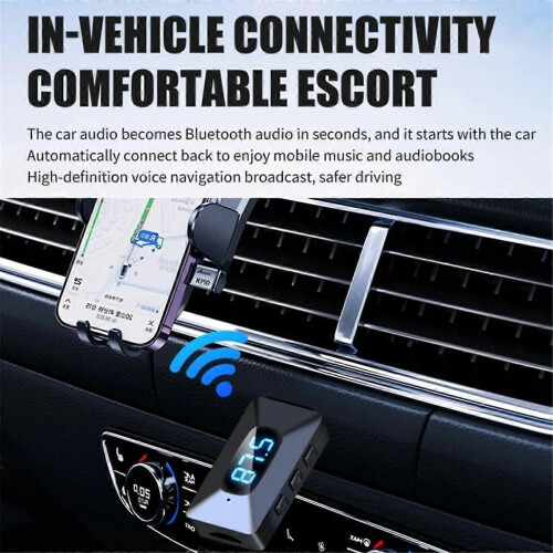 Bluetooth αυτοκινήτου 5.4 T65 Μίνι πομπός USB με οθόνη LED και κιτ κλήσης handsfree αυτοκινήτου 2