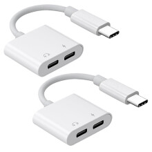 2x 2-in-1 Dual-Typ-C-Kopfhöreradapter, USB-C-Splitterbuchse, AUX-Audio-Ladekonverter für Huawei, Samsung