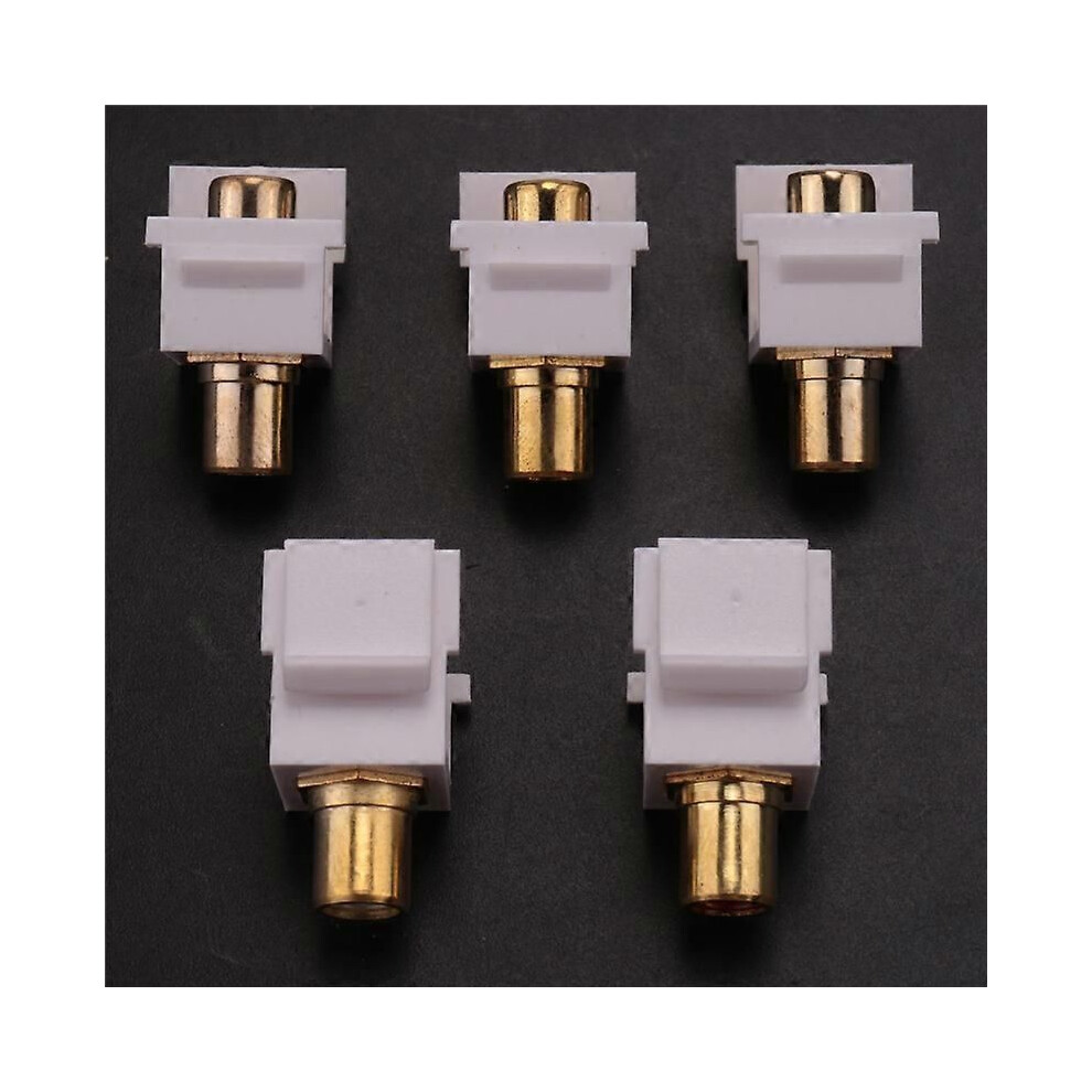 5-Pack Jack Insert Connector Socket Female Snap In Adapter Port Plated Inline Coupler For Wall Gold 9319739665482