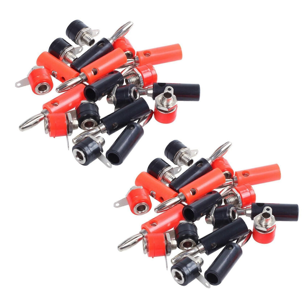 4Mm 20Pcs Banana Plugs And 20Pcs Banana Sockets ( And Red) Jack Connectors Black/Red 9319739664652