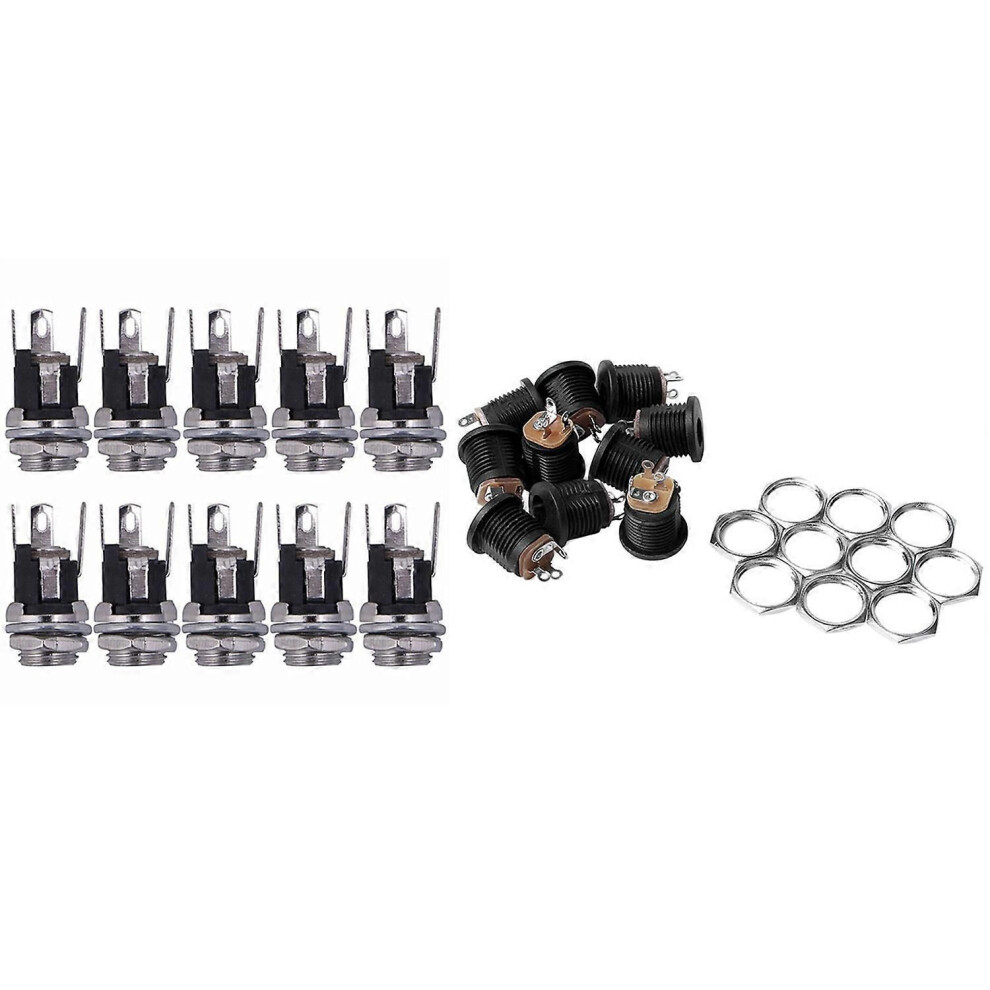 20Pcs Dc Power Supply Jack Socket Female Panel Mount Connector - 10Pcs 5.5X2.1mm & 10Pcs 18 X 14Mm 9319739665192