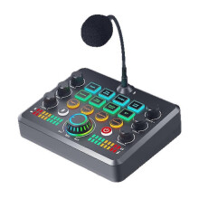 Live Sound Card Wireless Bluetooth Reverb Adjustment Sound Board with RGB with Magical Voice Changing