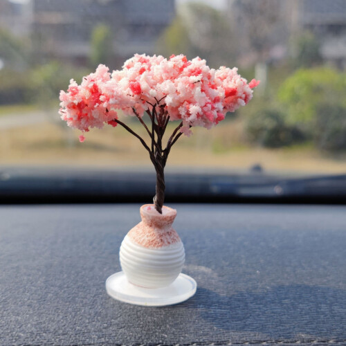 Mini decorațiune artificială pentru brad cu flori de cireș multicolore