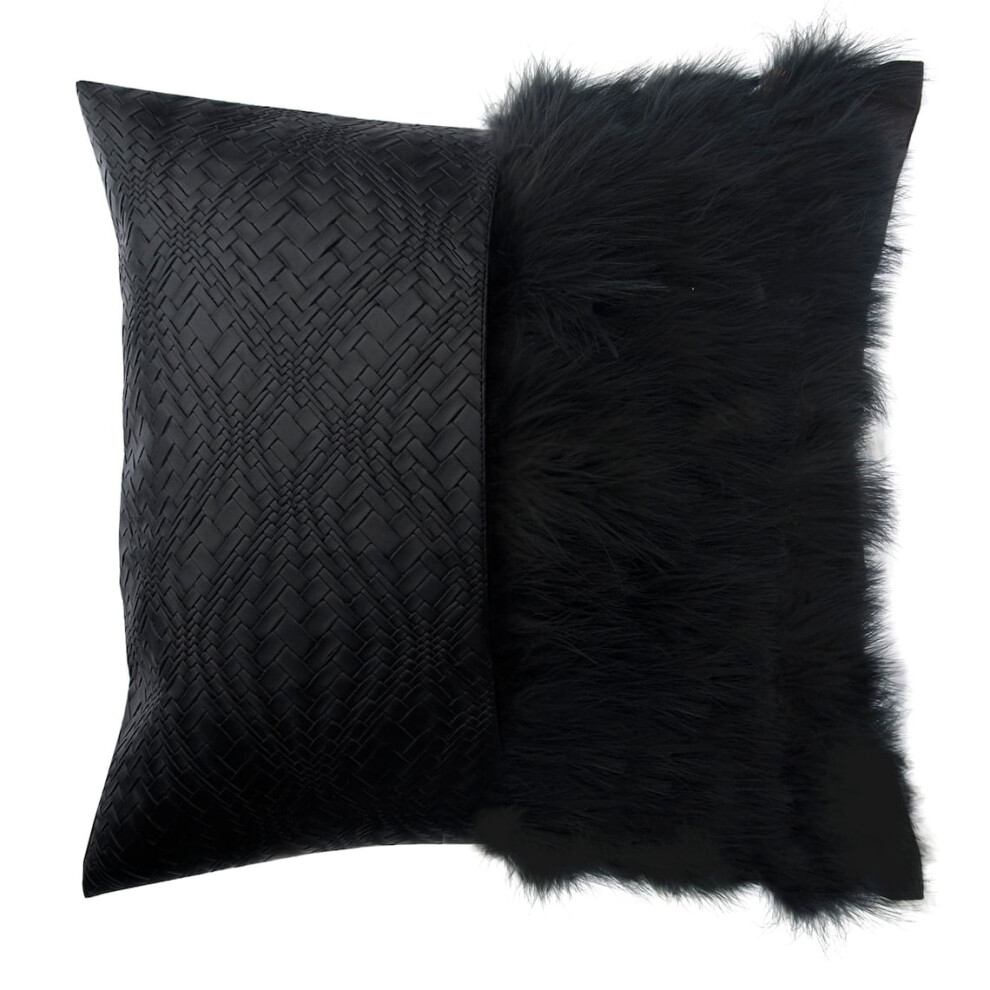 Black Faux Leather Pillow Cover 14 x 14 Inch-image-OPC-PTH9PR2-NEW