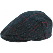 (Checked 6 - Navy, XL) Boardmans Harris Tweed Flat Cap