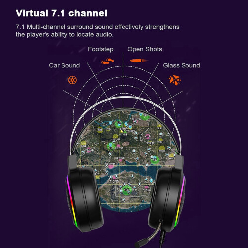 Ακουστικά USB Gaming 7.1 Στερεοφωνικά ακουστικά Over Ear E-Sports με ρυθ
