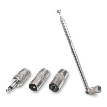 1set Telescopic FM Radio Antenna Rod Antenna 3.5mm Adapter MAV Stereo Receiver F Type Male Plug 7 Sections Antenna