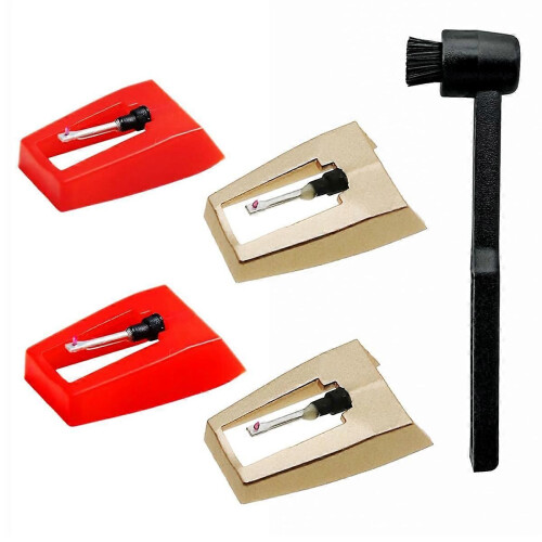 Record Player Needle Kit, 4Pcs Turntable Needles with 1Pcs Brush 2