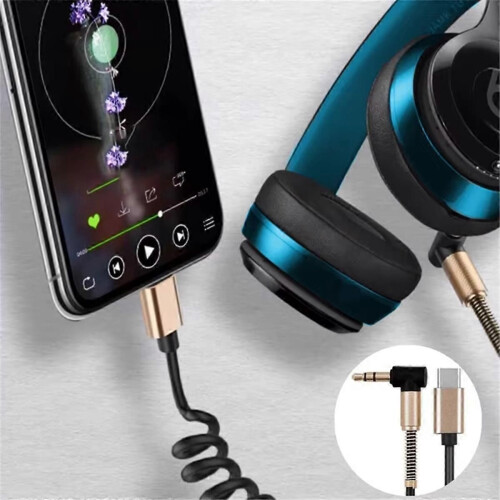 Σπιράλ USB C με ελατήριο σε προέκταση 90 μοιρών 3,5 χιλιοστών 2