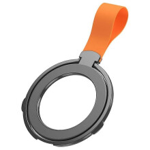 Versatile Magnetic Phone Holder with Adjustable Kickstand, Comfort Grip, in Stylish Black-Orange