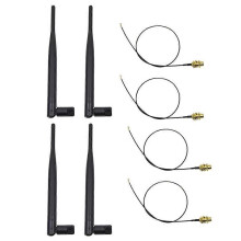 4 x 6DBi 2.4GHz 5GHz Dual Band WiFi RP-SMA Antenna + 4 x 35cm U.Fl / IPEX Cable