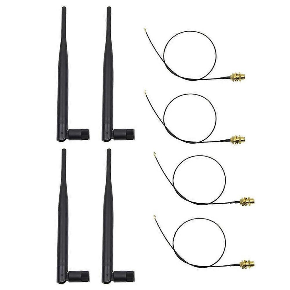 4 X 6Dbi 2.4Ghz 5Ghz Dual Band Wifi Rp-Sma Antenna + 4 X 35Cm U.fl / Ipex Cable 9319739799552