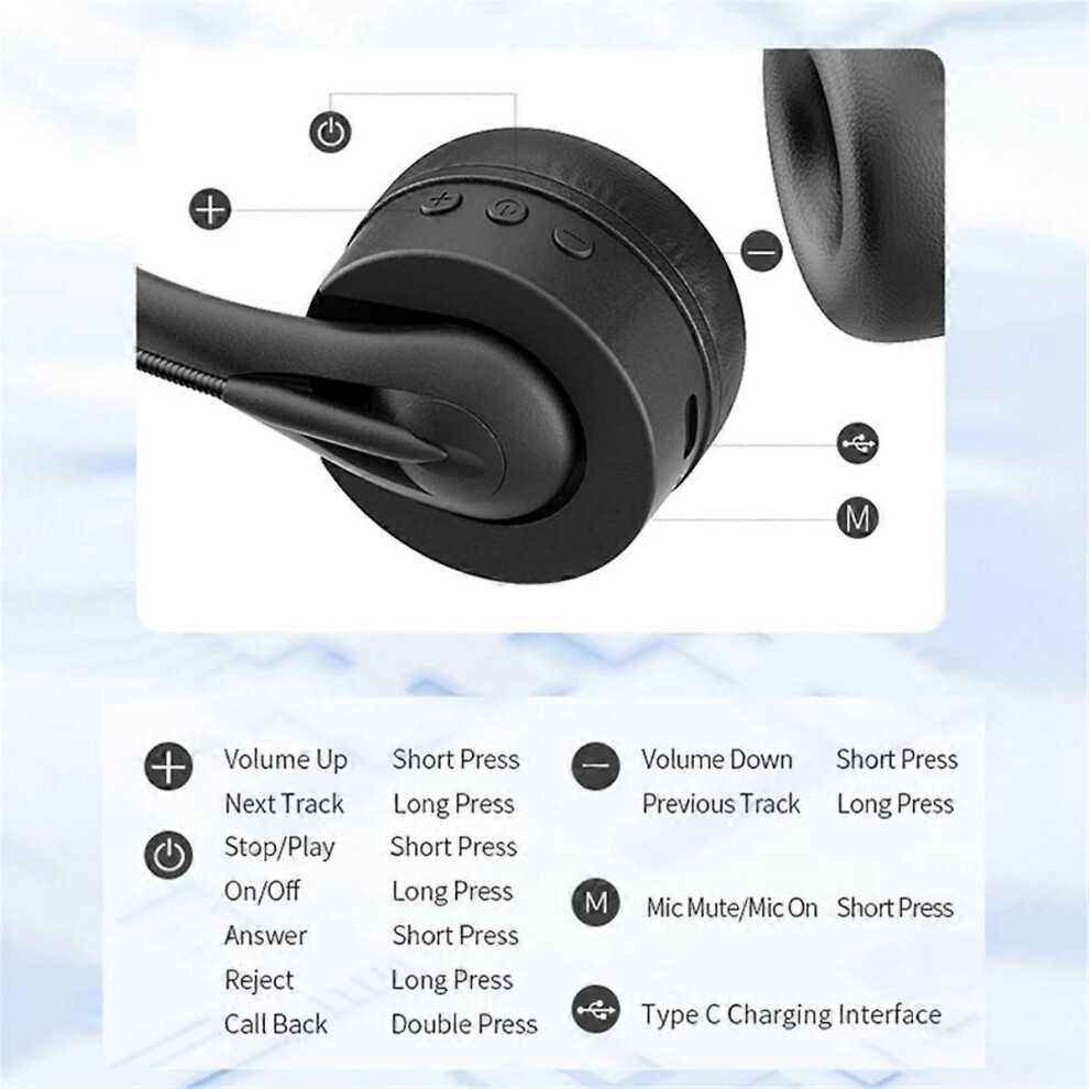 Sy-T490 Bt V5.3 Headset With Mic Head-Mounted Wireless Hifi Headphones Hands-Free Call Headset For C 9319739676471
