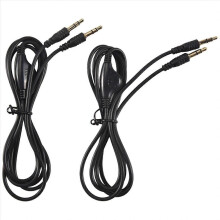 2Pcs 3.5mm M/M Stereo Headphone Audio Extension Cable Cord With Volume Control Black