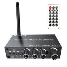 Receptor de audio Bluetooth 5.3 AUX/Coaxial/Micrófono/USB, adaptador de audio inalámbrico para música