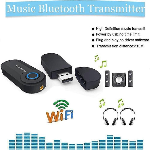 Bluetooth Transmitter Wireless Portable Stereo USB Bluetooth 5.0 Transmitter Adapter compatible 3.5mm Audio Devices TV PC Car 2