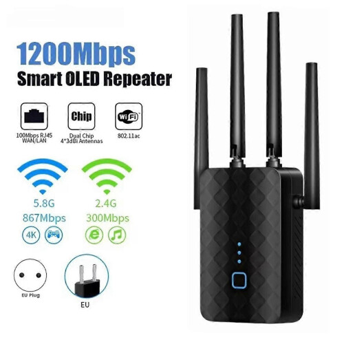 Ασύρματος αναμεταδότης WiFi διπλής ζώνης 1200Mbps 2.4G 5GHz, ενισ 1