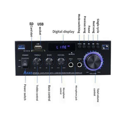 Ψηφιακός ενισχυτής HiFi Ενισχυτής Bluetooth 2.0 Bluetooth Surround Sound A 1