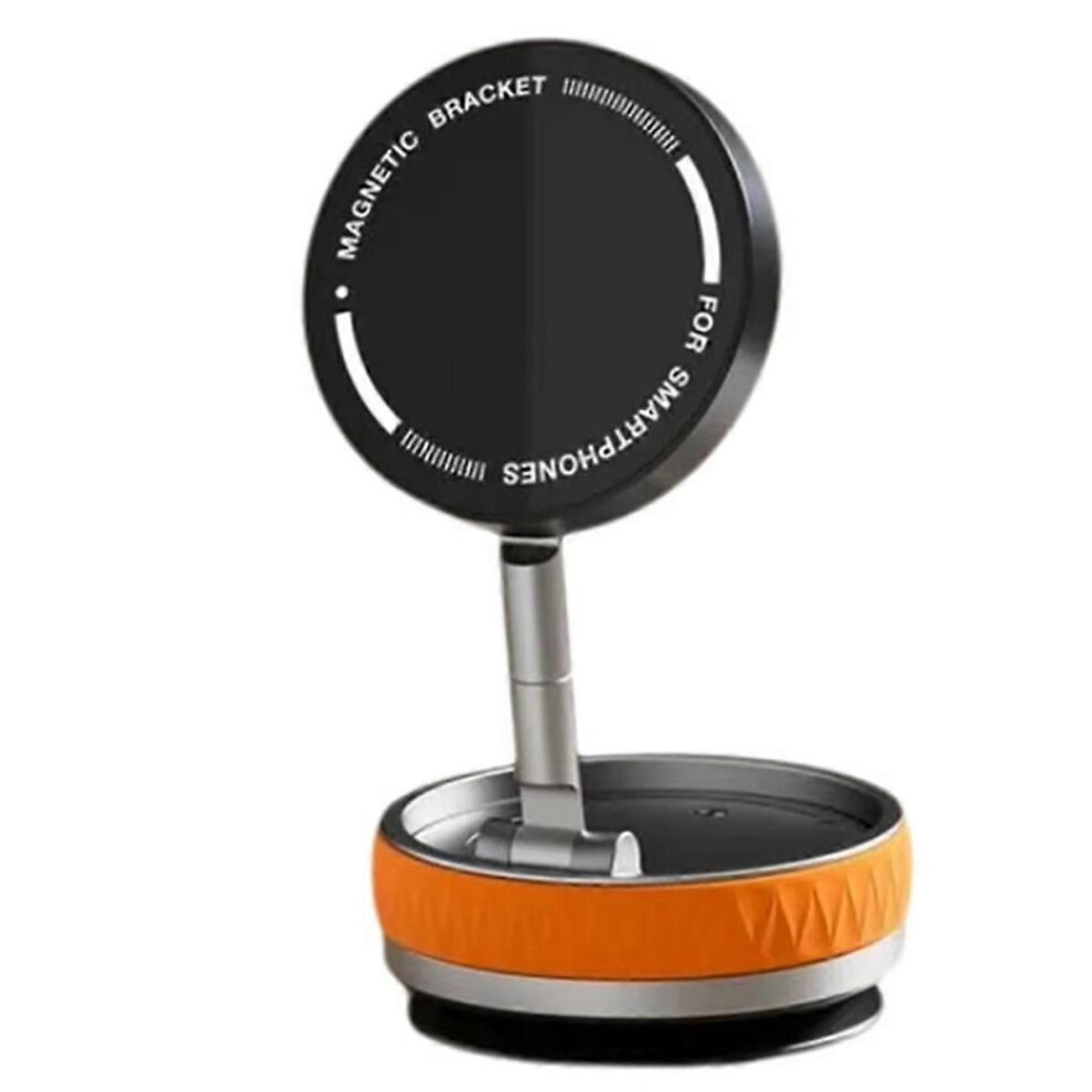 360 Degree Rotating Vacuum Suction Cup Magnetic Mobile Holder Phone Car Suction Folding Navigation Holder Orange 9319739804317