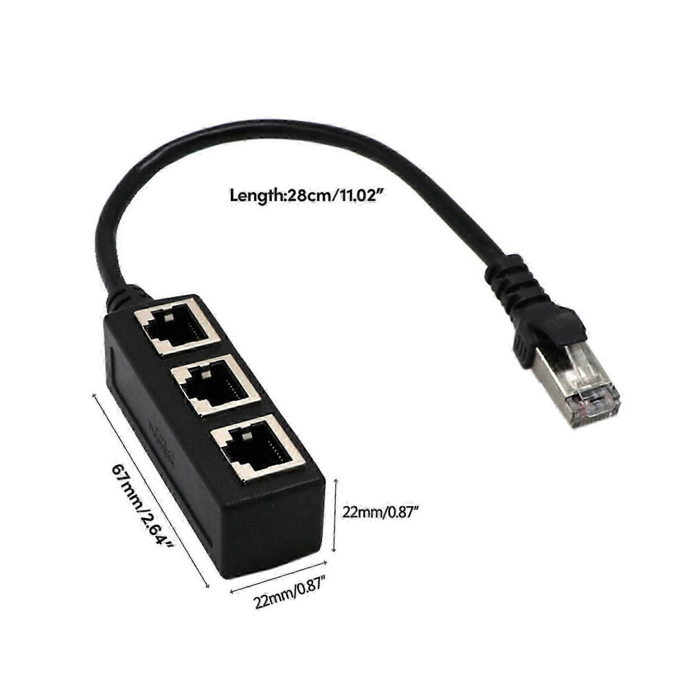Rj45 1 Male To 3 Female Ethernet Splitter Adapter For Cat5 Cat5e Cat6 Cat7 Lan Network Cable Gold 9319739805901