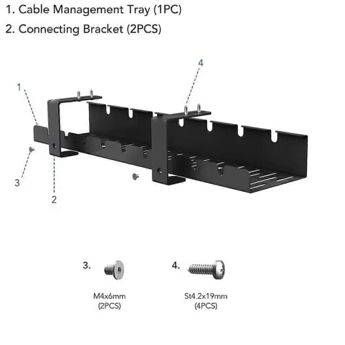 Desktop Portable Storage Table Underwire Frame Undertook Cable Management Tray Insert Fixture Metal 1
